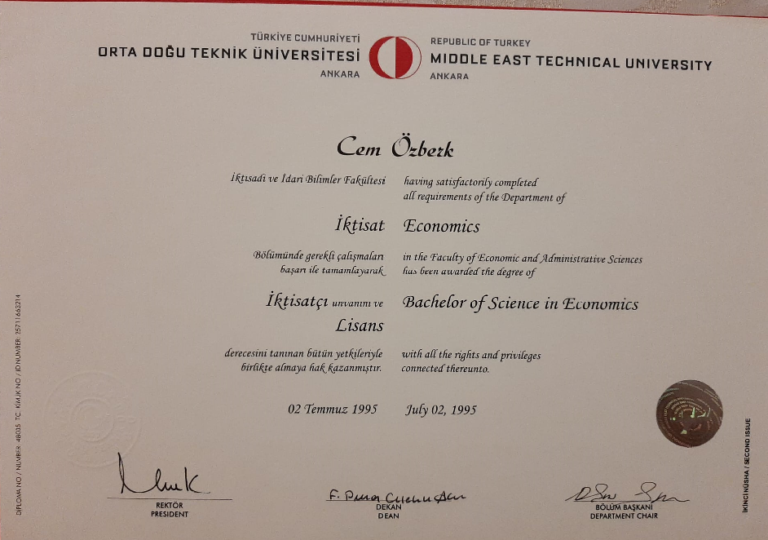 Cem Özberk Diploma